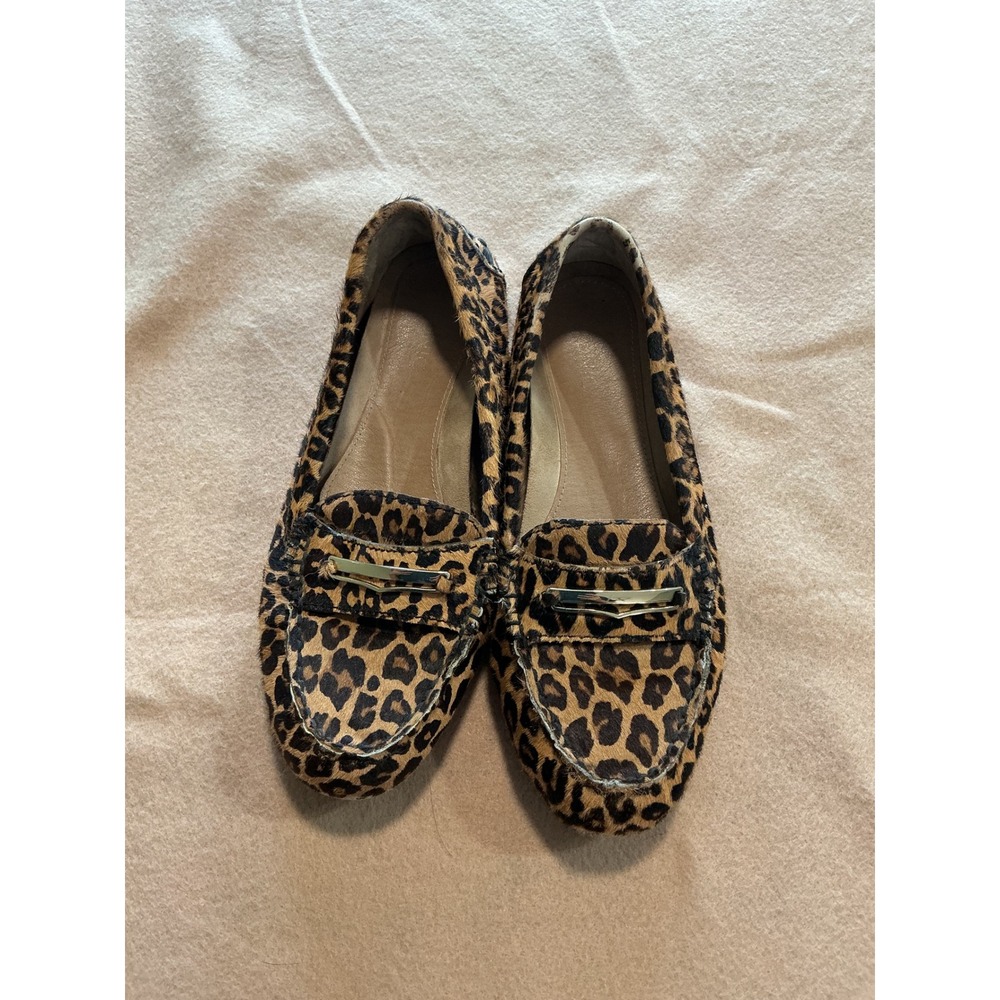 Vionic Loafers Womens 9 Leopard Print Good Calf Hair Driving Moccasins